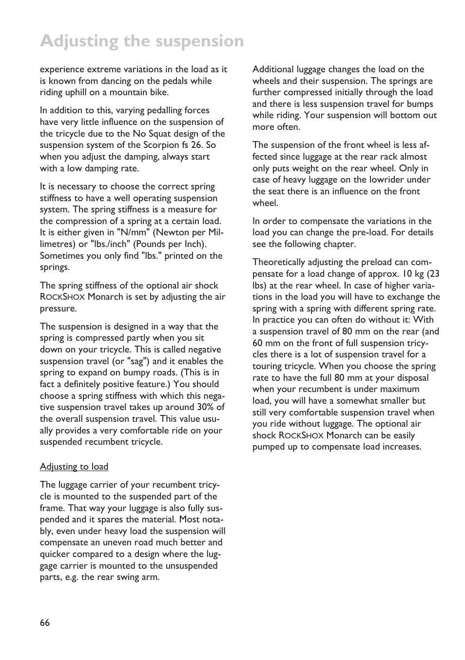 Adjusting the suspension | HP Velotechnik trikes User Manual | Page 70 / 104