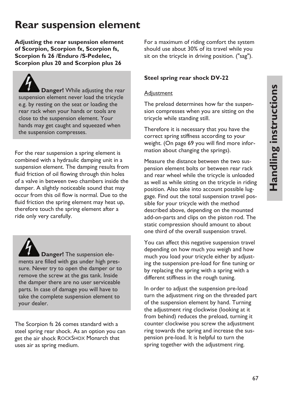 Handling instructions rear suspension element | HP Velotechnik trikes User Manual | Page 71 / 104