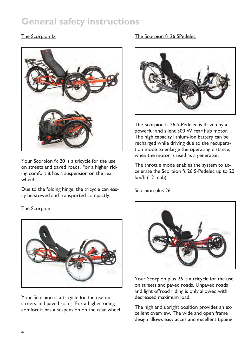General safety instructions | HP Velotechnik trikes User Manual | Page 8 / 104