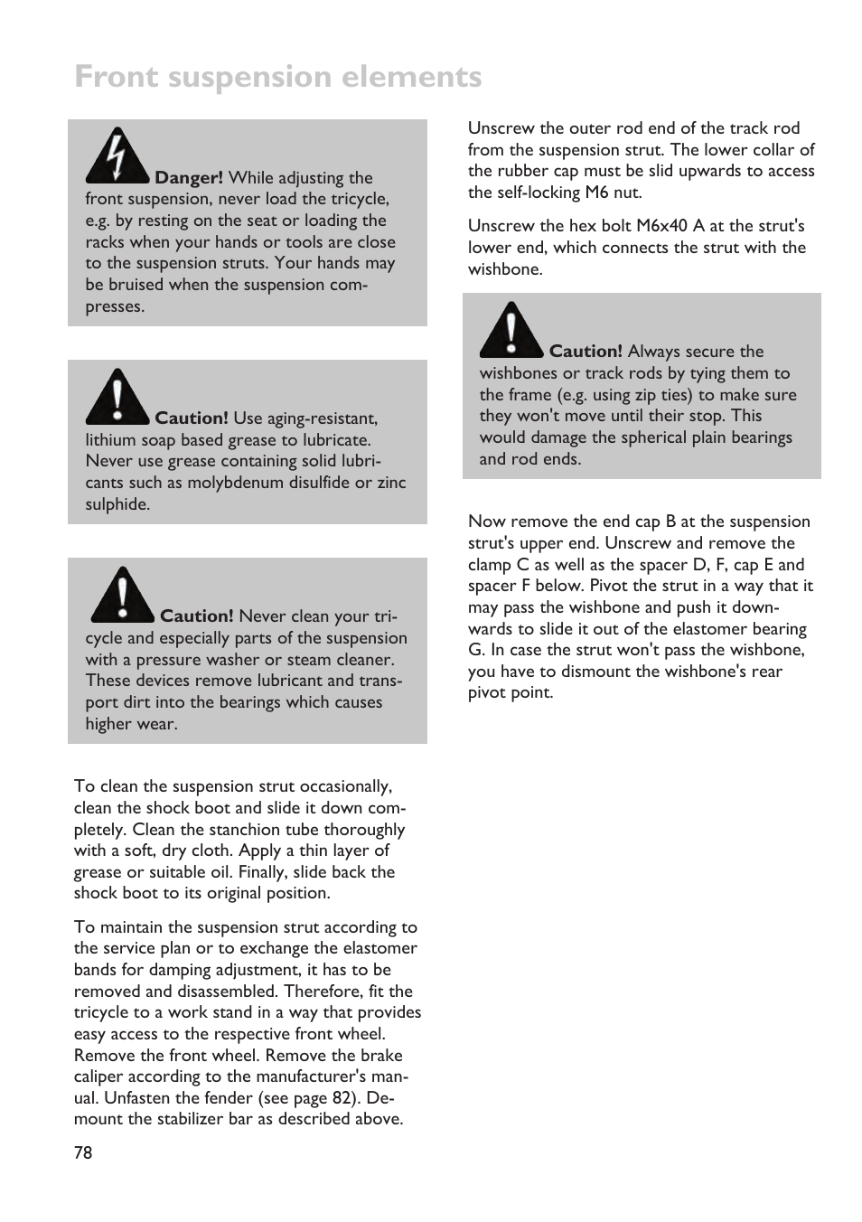 Front suspension elements | HP Velotechnik trikes User Manual | Page 82 / 104