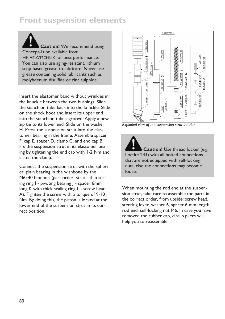 Front suspension elements | HP Velotechnik trikes User Manual | Page 84 / 104
