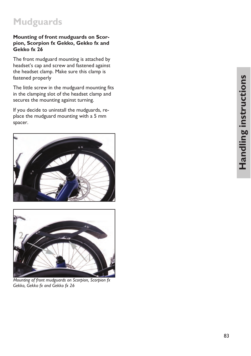 Mudguards, Handling instructions | HP Velotechnik trikes User Manual | Page 87 / 104