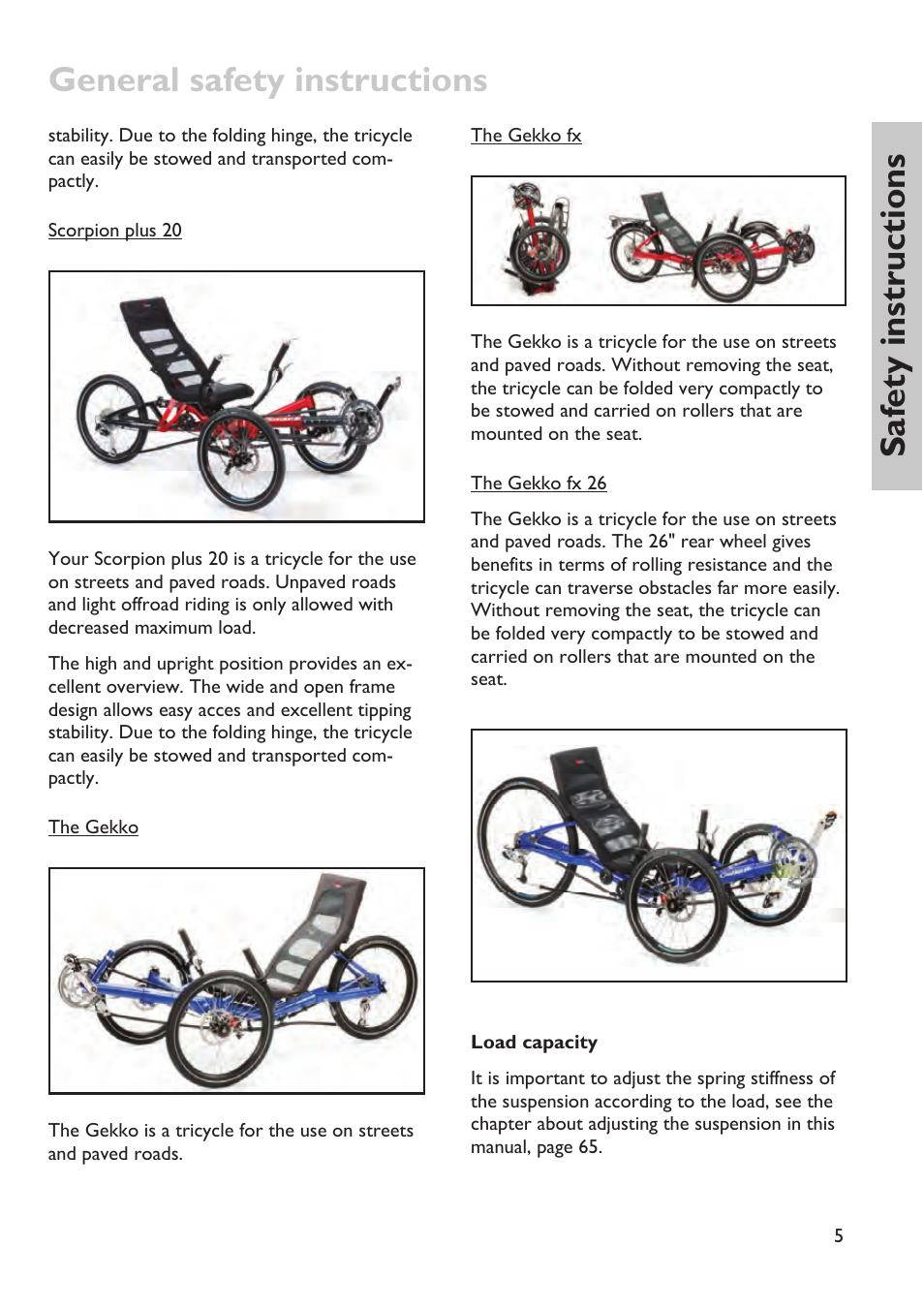 General safety instructions, Saf ety instructions | HP Velotechnik trikes User Manual | Page 9 / 104