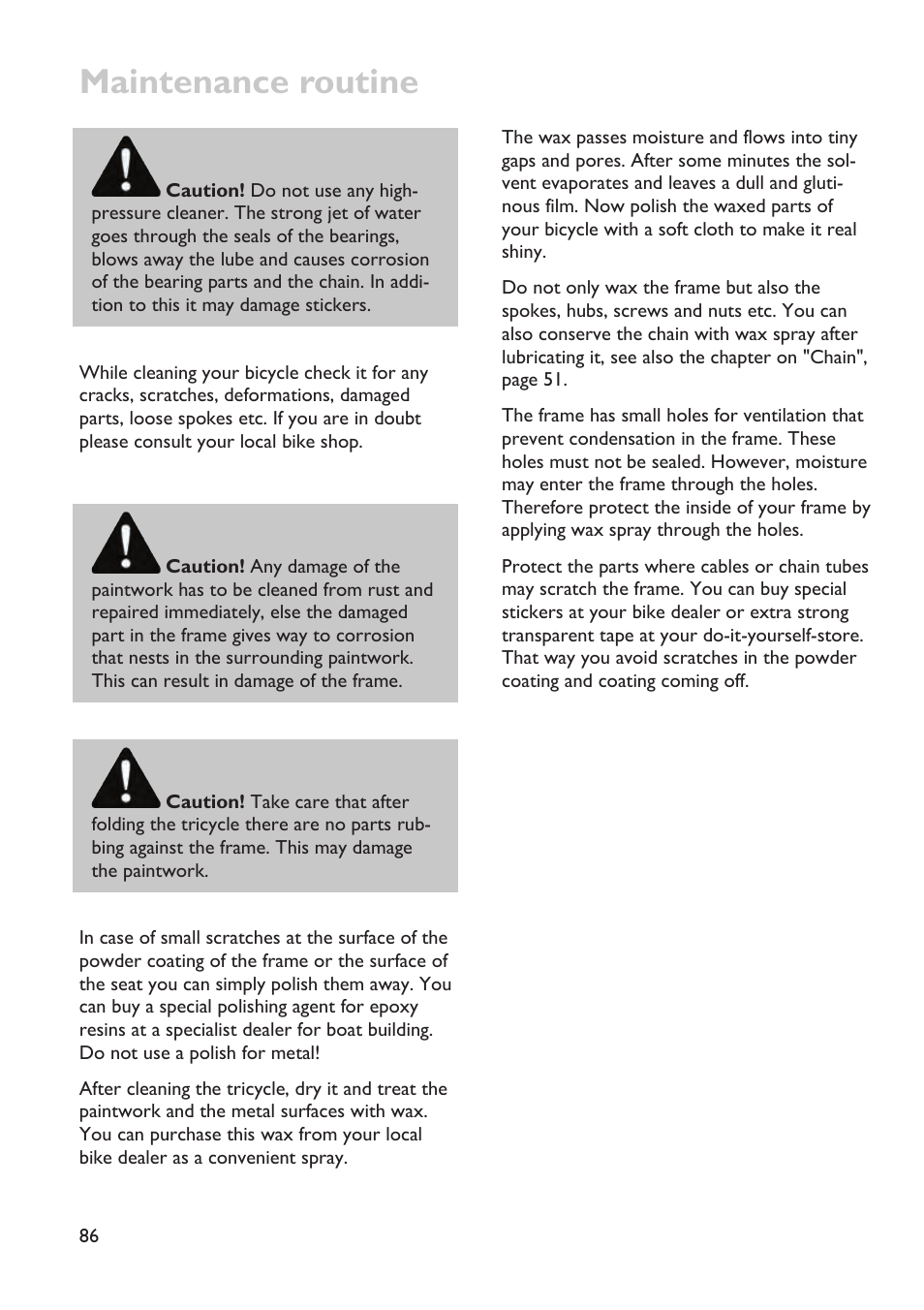 Maintenance routine | HP Velotechnik trikes User Manual | Page 90 / 104