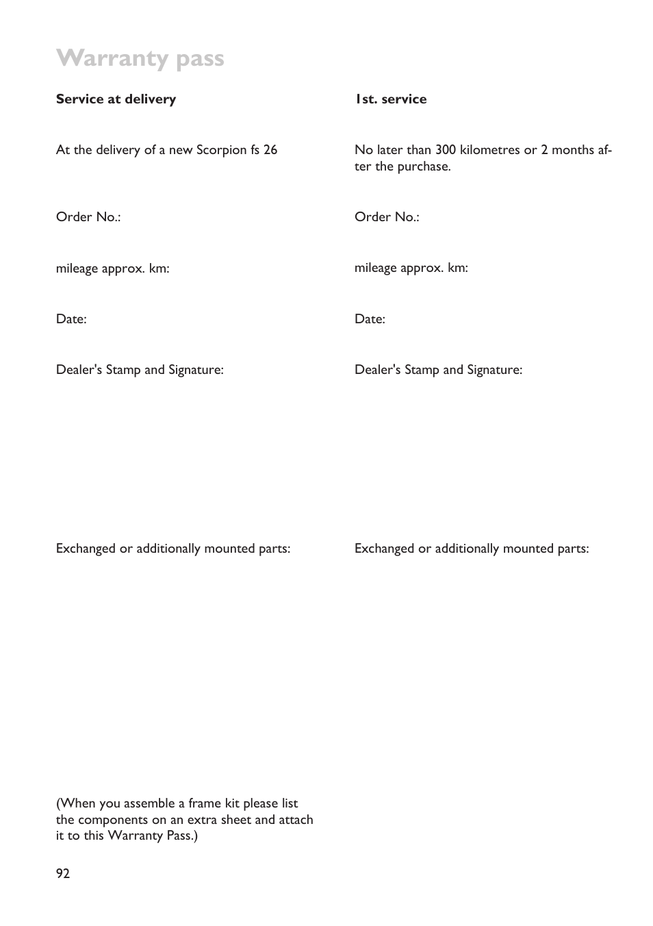 Warranty pass | HP Velotechnik trikes User Manual | Page 96 / 104