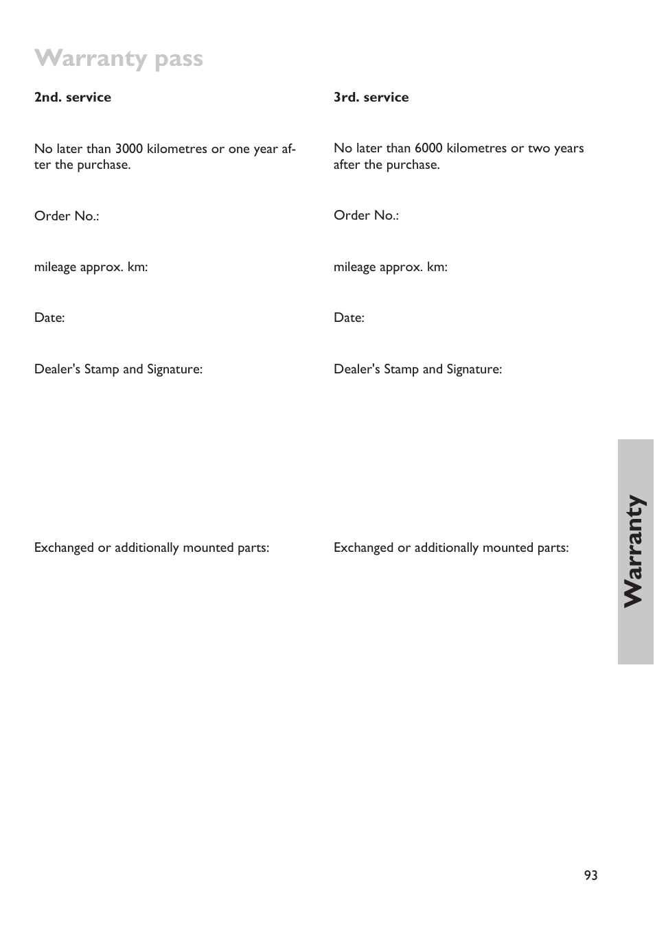 Warranty pass, Wa rr an ty | HP Velotechnik trikes User Manual | Page 97 / 104