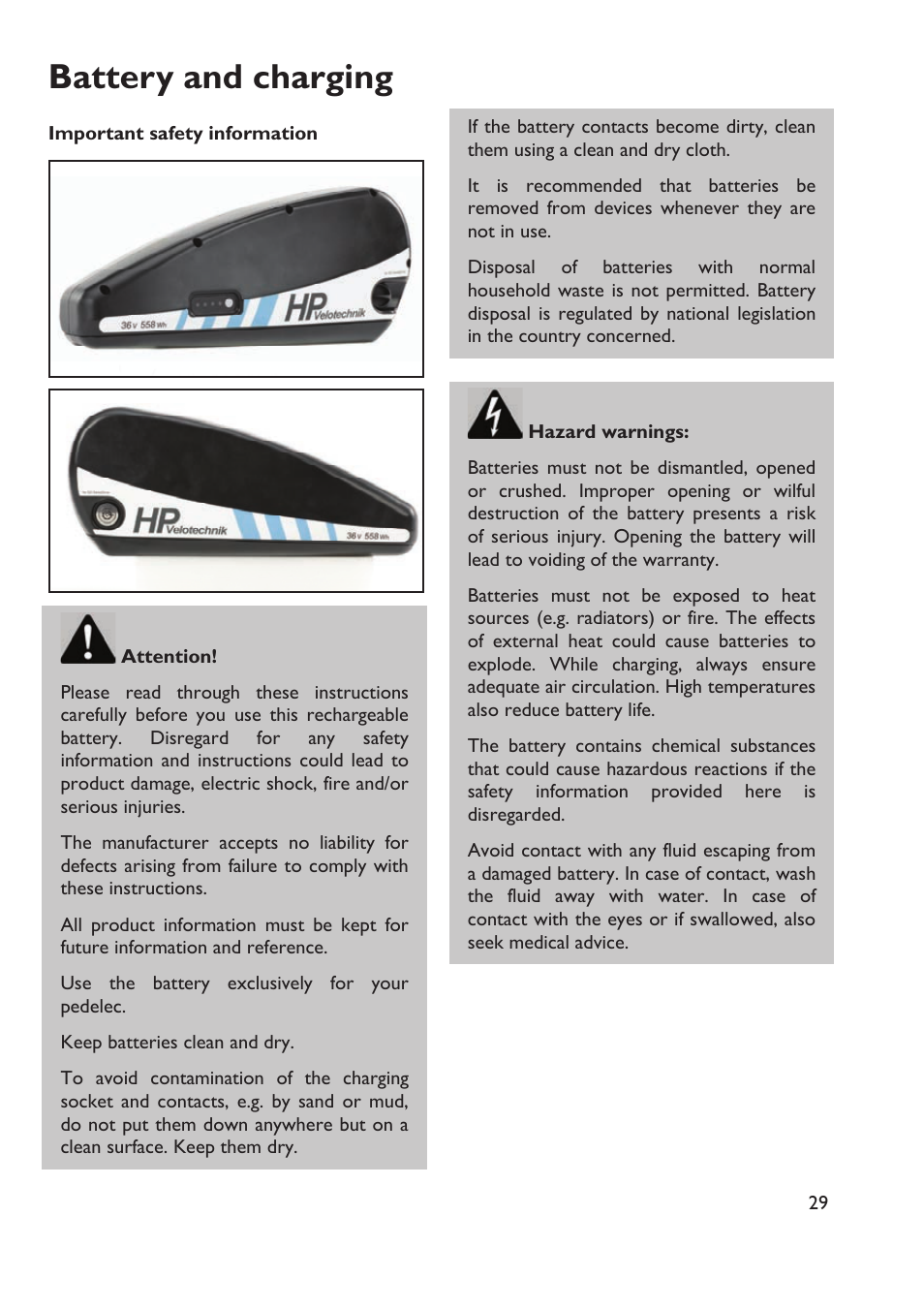 Battery and charging | HP Velotechnik Go SwissDrive system for HP Velotechnik User Manual | Page 31 / 40