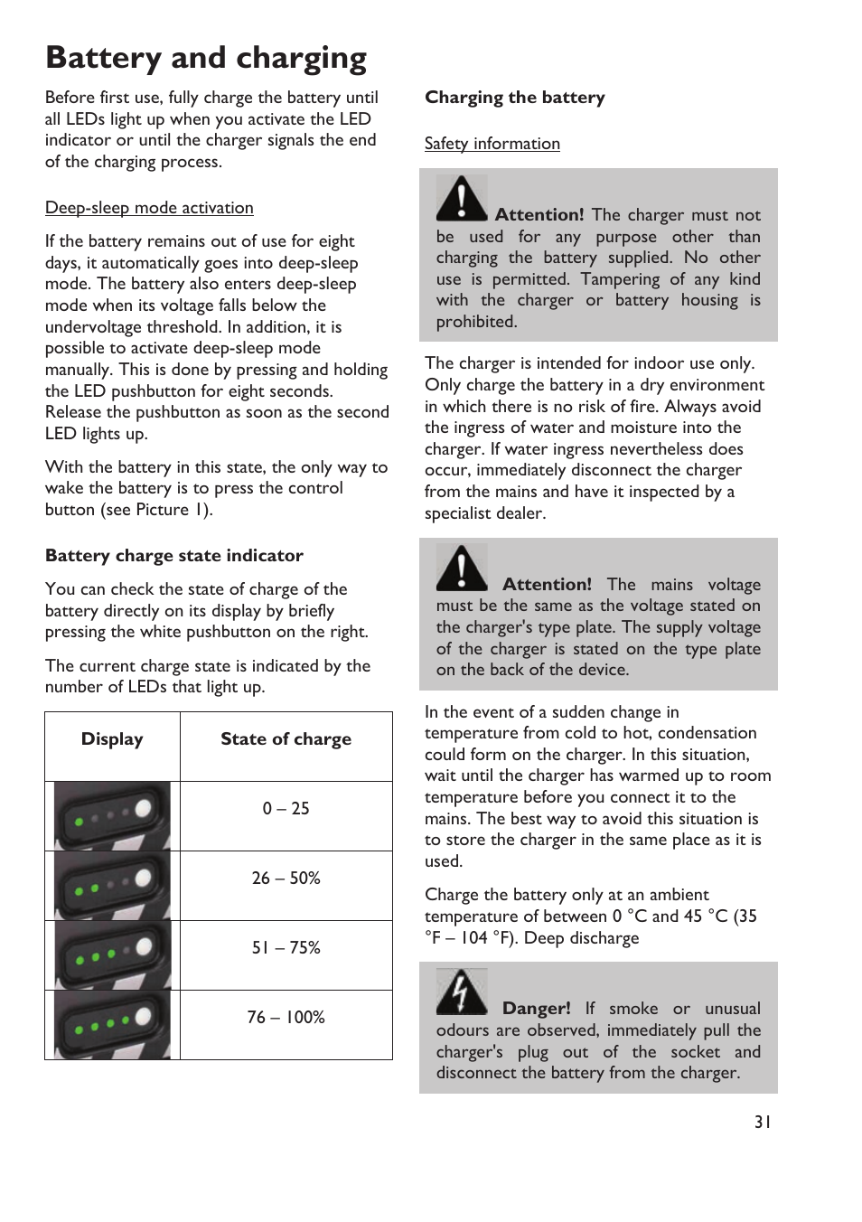 Battery and charging | HP Velotechnik Go SwissDrive system for HP Velotechnik User Manual | Page 33 / 40
