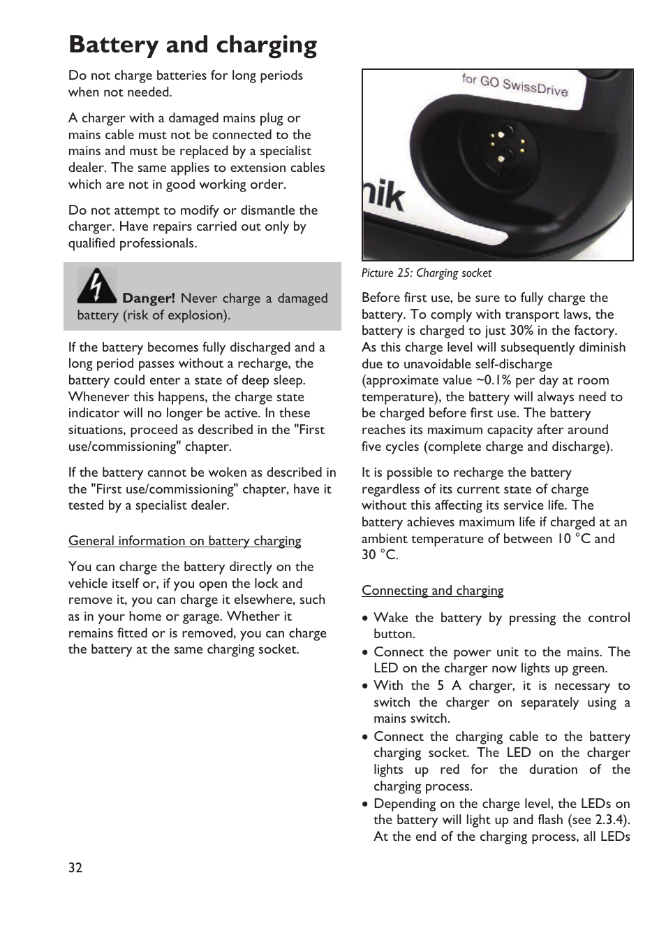 Battery and charging | HP Velotechnik Go SwissDrive system for HP Velotechnik User Manual | Page 34 / 40