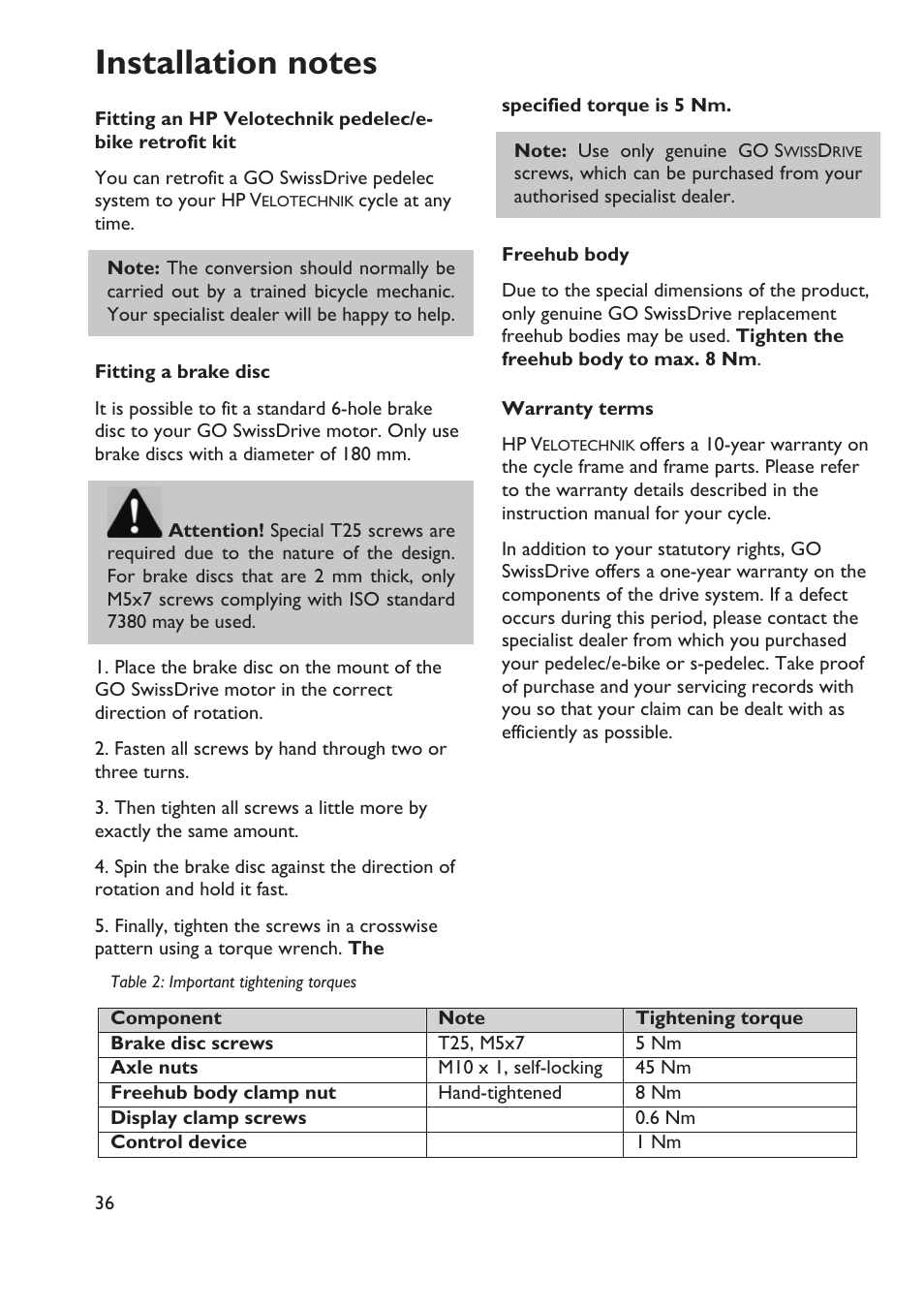 HP Velotechnik Go SwissDrive system for HP Velotechnik User Manual | Page 38 / 40