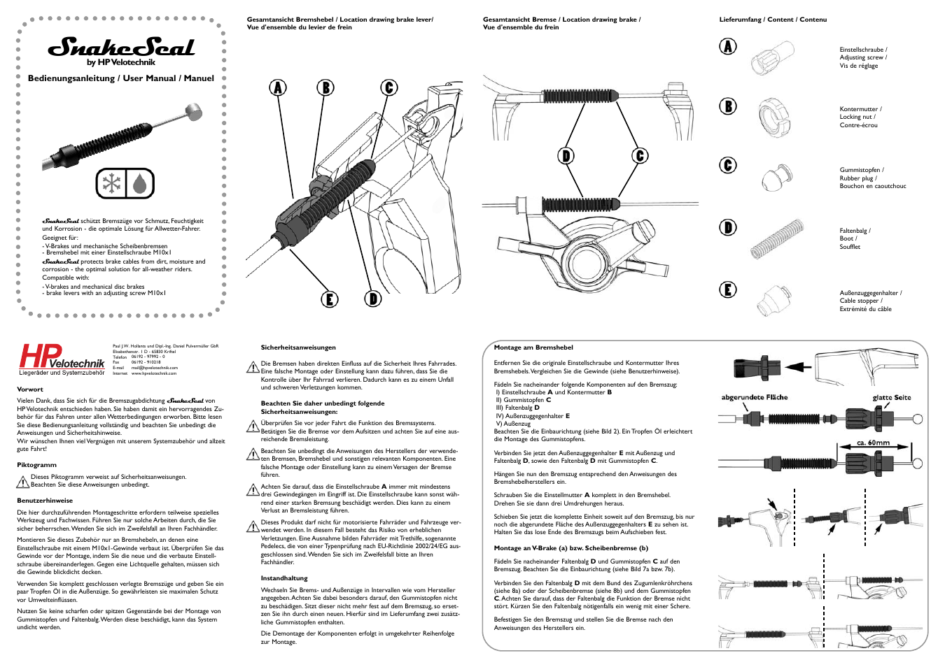 HP Velotechnik SnakeSeal User Manual | 2 pages