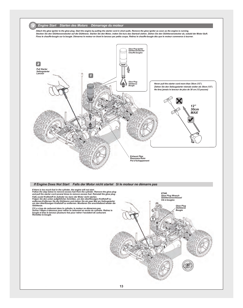 Bullet_30_st-mt_pg12.pdf, 12” 30cm max | HPI Racing RTR BULLET MT 3.0 W/2.4GHZ User Manual | Page 13 / 44
