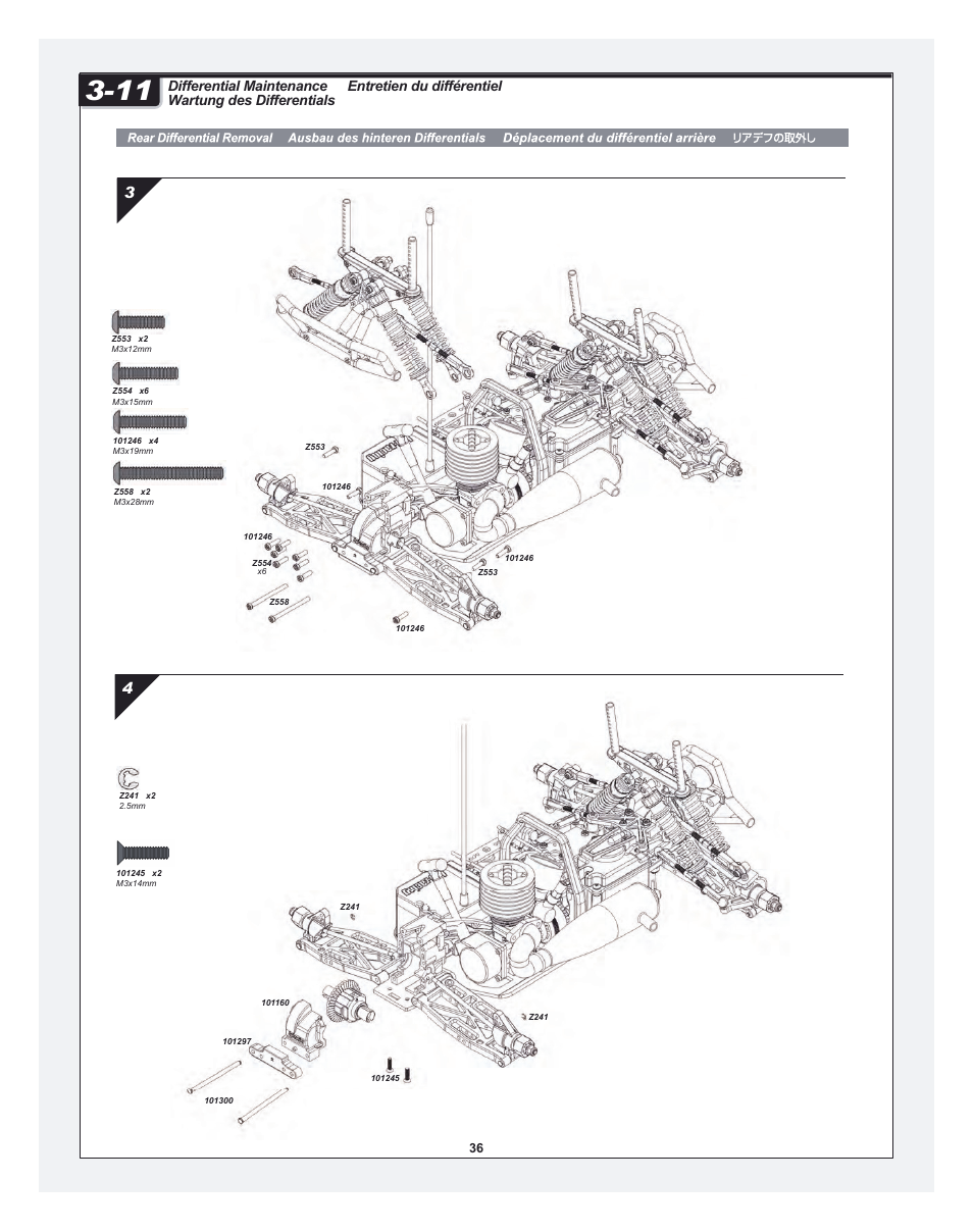 Bullet_30_st-mt_pg32_mod.pdf, Entretien du différentiel, Differential maintenance wartung des differentials | HPI Racing RTR BULLET MT 3.0 W/2.4GHZ User Manual | Page 36 / 44