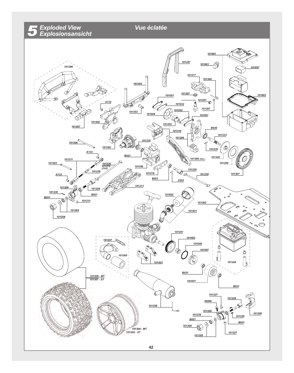 Bullet_30_st-mt_pg38.pdf, Exploded view explosionsansicht vue éclatée | HPI Racing RTR BULLET MT 3.0 W/2.4GHZ User Manual | Page 42 / 44