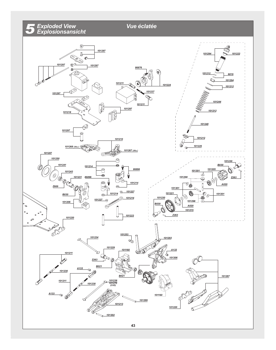Bullet_30_st-mt_pg39.pdf, Exploded view explosionsansicht vue éclatée | HPI Racing RTR BULLET MT 3.0 W/2.4GHZ User Manual | Page 43 / 44