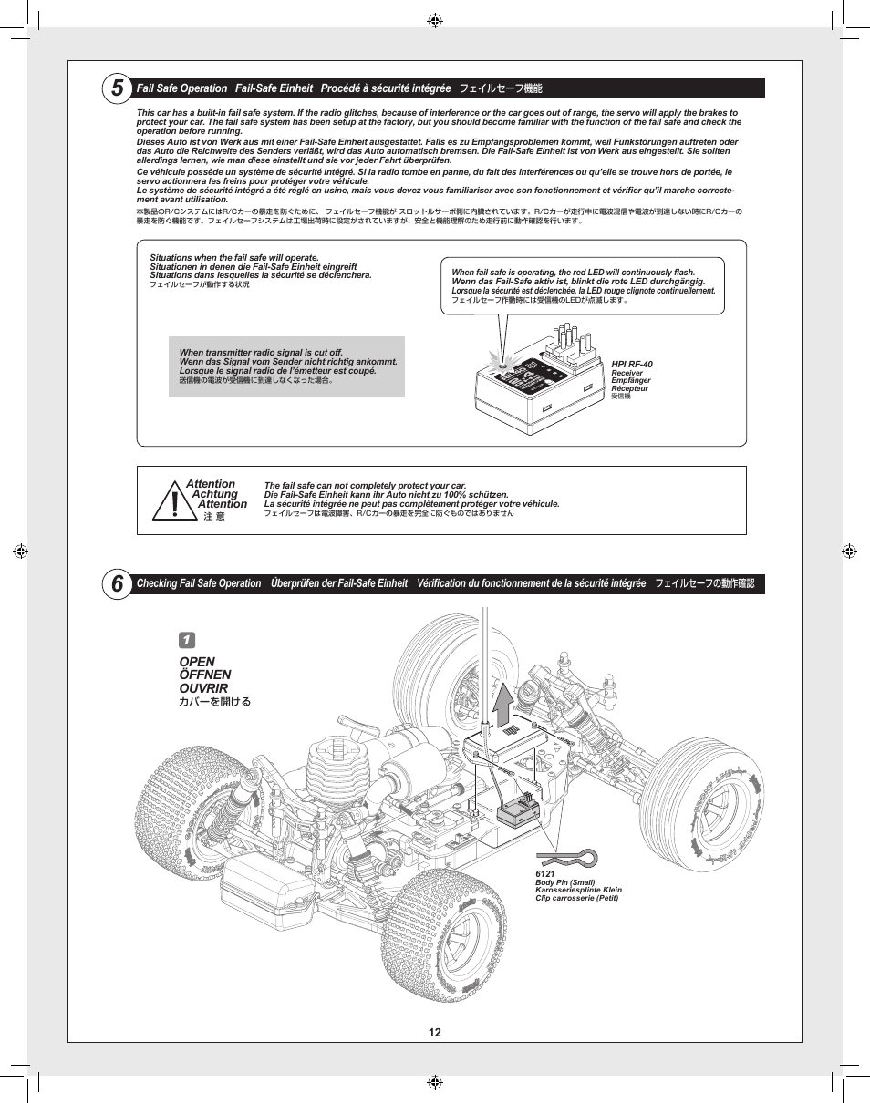 Open öffnen ouvrir | HPI Racing RTR FIRESTORM 10T 2.4 User Manual | Page 12 / 60