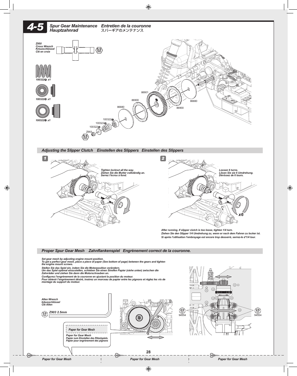 Entretien de la couronne, Spur gear maintenance hauptzahnrad | HPI Racing RTR FIRESTORM 10T 2.4 User Manual | Page 28 / 60