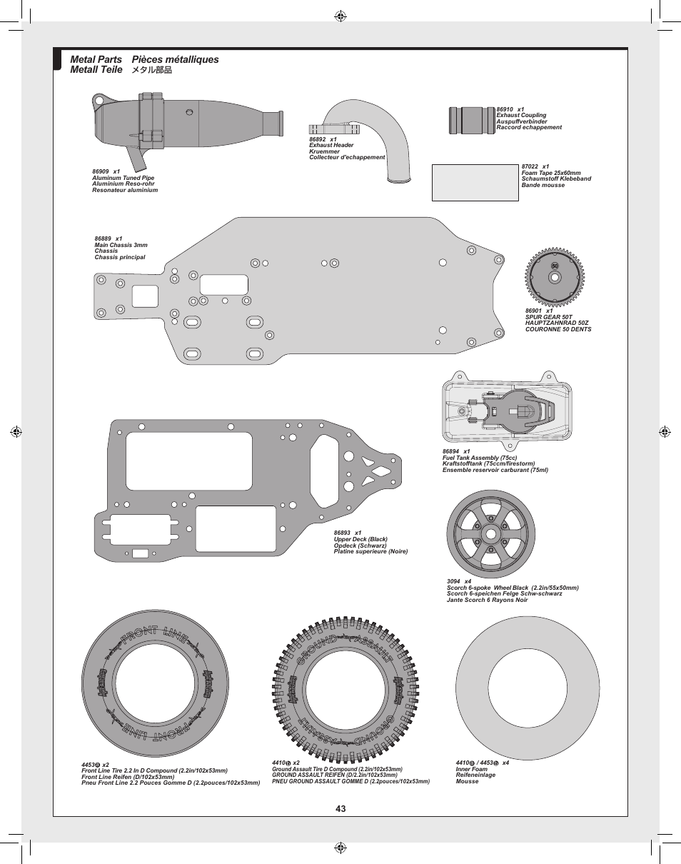 Pièces métalliques, Metal parts metall teile | HPI Racing RTR FIRESTORM 10T 2.4 User Manual | Page 43 / 60