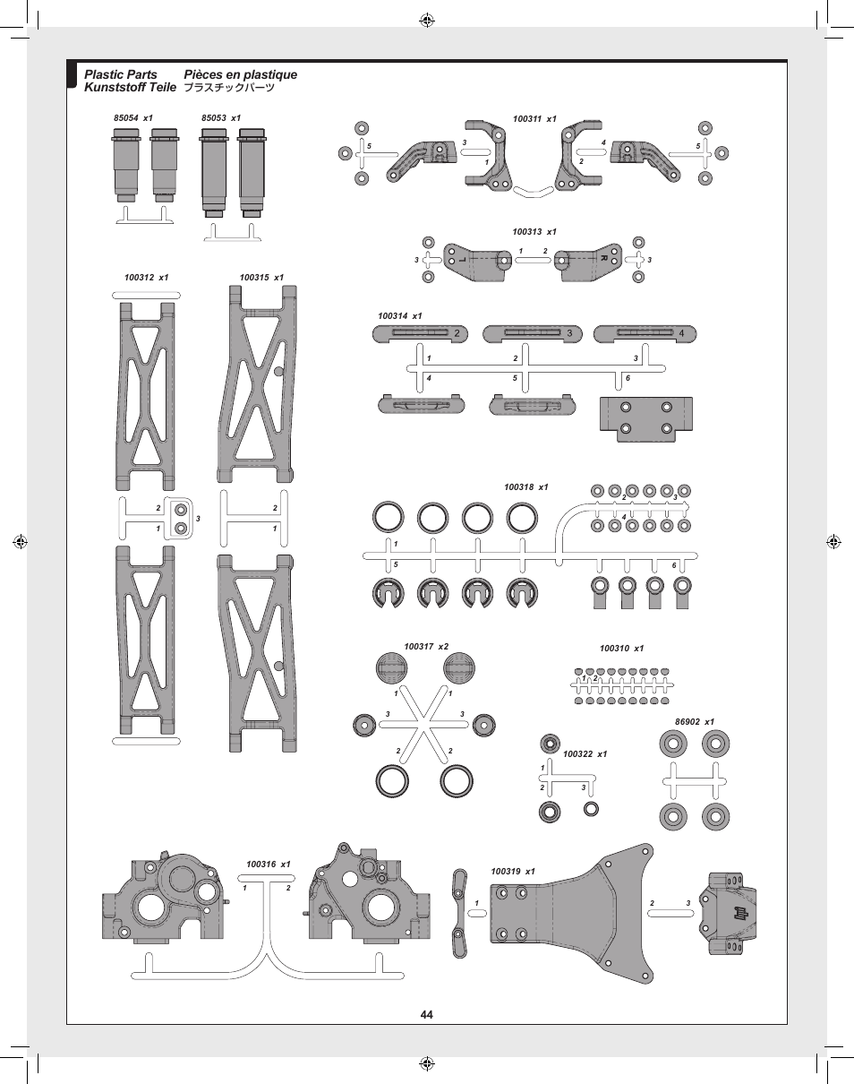 Pièces en plastique, Plastic parts kunststoff teile | HPI Racing RTR FIRESTORM 10T 2.4 User Manual | Page 44 / 60