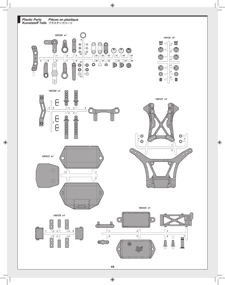 Pièces en plastique, Plastic parts kunststoff teile | HPI Racing RTR FIRESTORM 10T 2.4 User Manual | Page 45 / 60