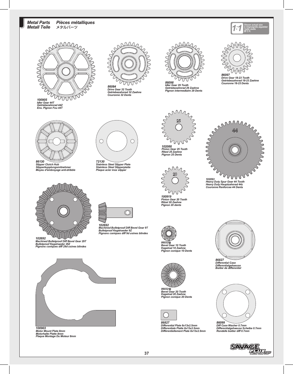 Pièces métalliques, Metal parts metall teile | HPI Racing Savage Flux User Manual | Page 37 / 56