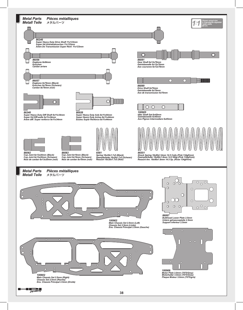 Pièces métalliques, Metal parts metall teile | HPI Racing Savage Flux User Manual | Page 38 / 56