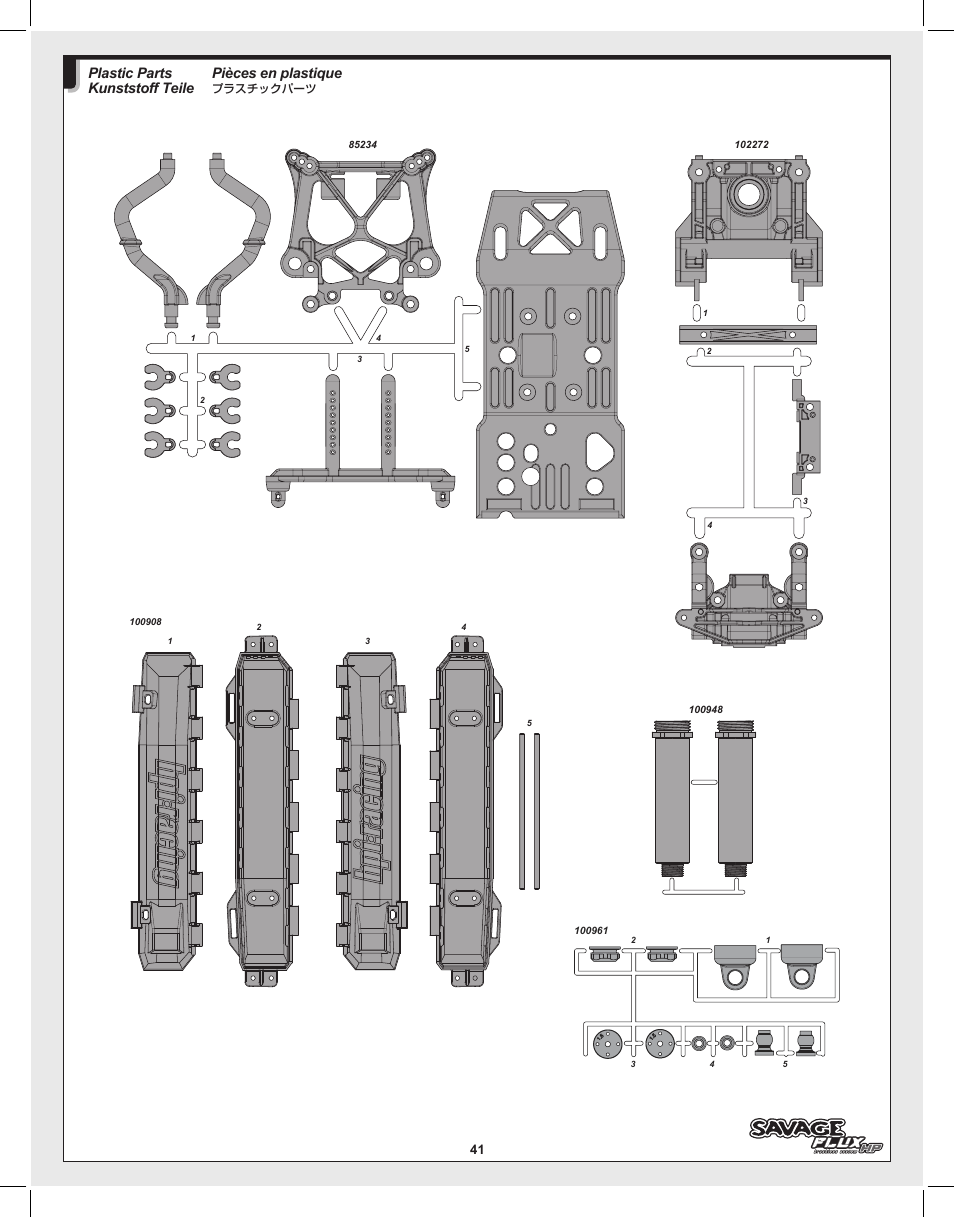 Pièces en plastique, Plastic parts kunststoff teile | HPI Racing Savage Flux User Manual | Page 41 / 56