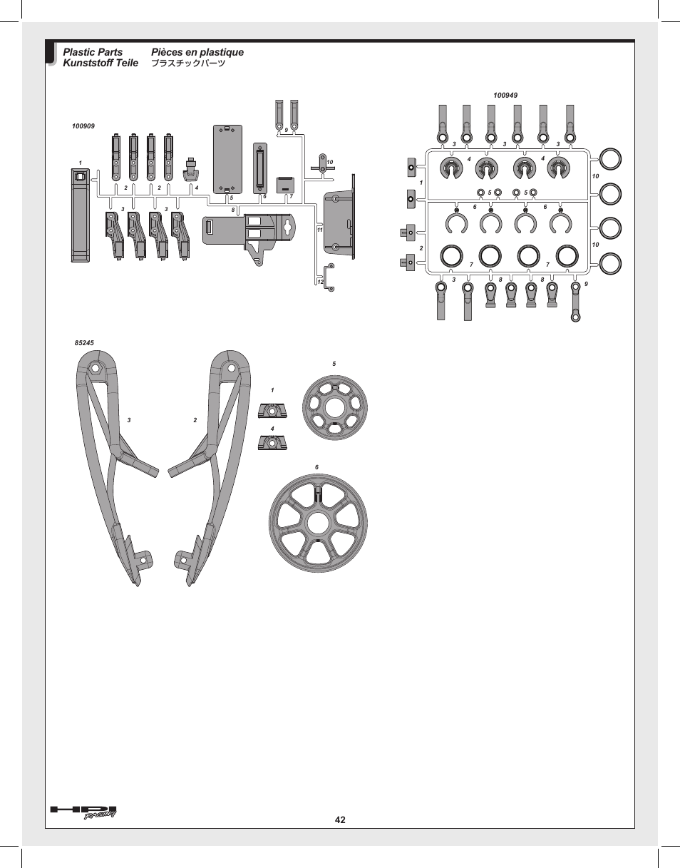 Pièces en plastique, Plastic parts kunststoff teile | HPI Racing Savage Flux User Manual | Page 42 / 56