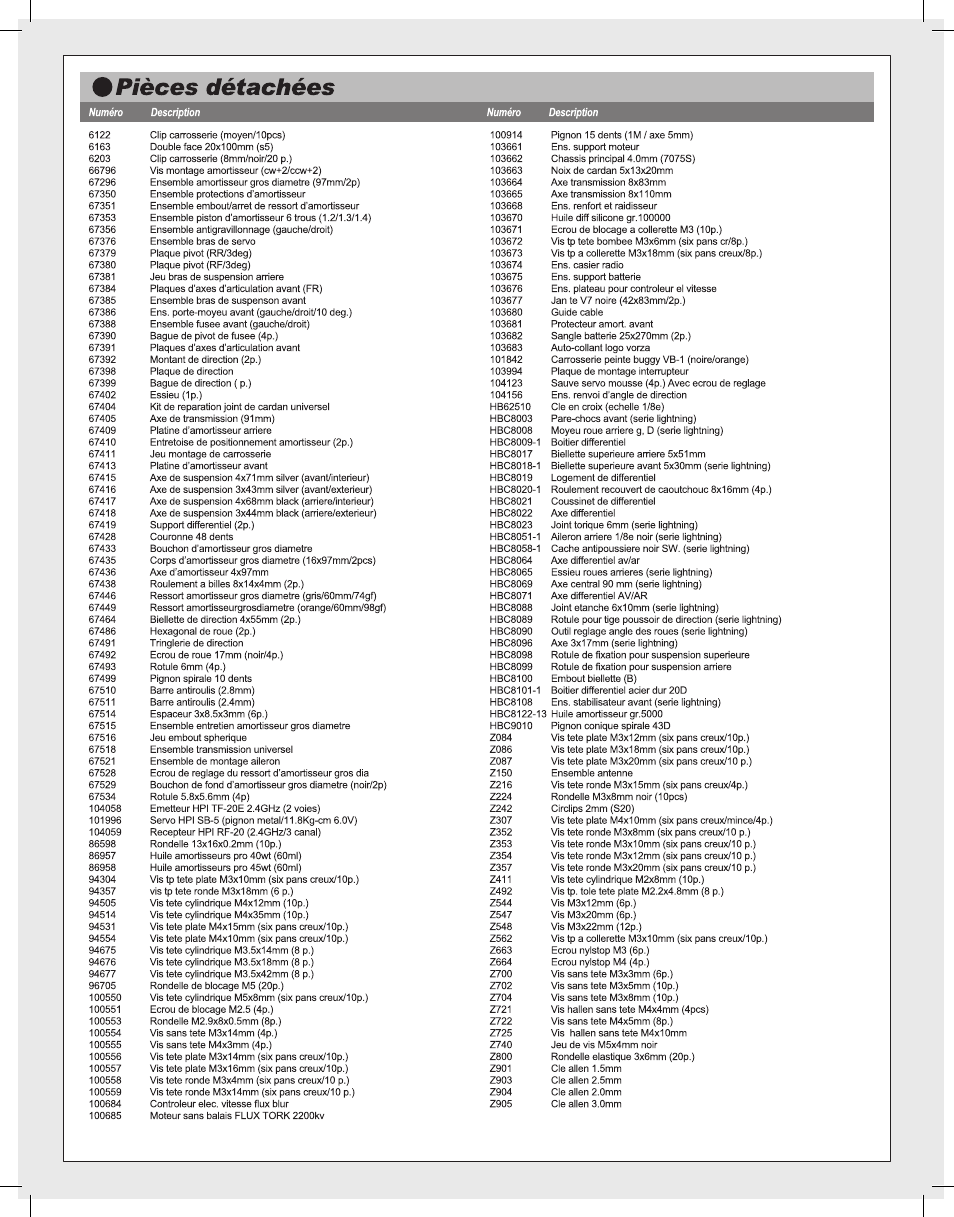 HPI Racing Vorza User Manual | Page 42 / 48