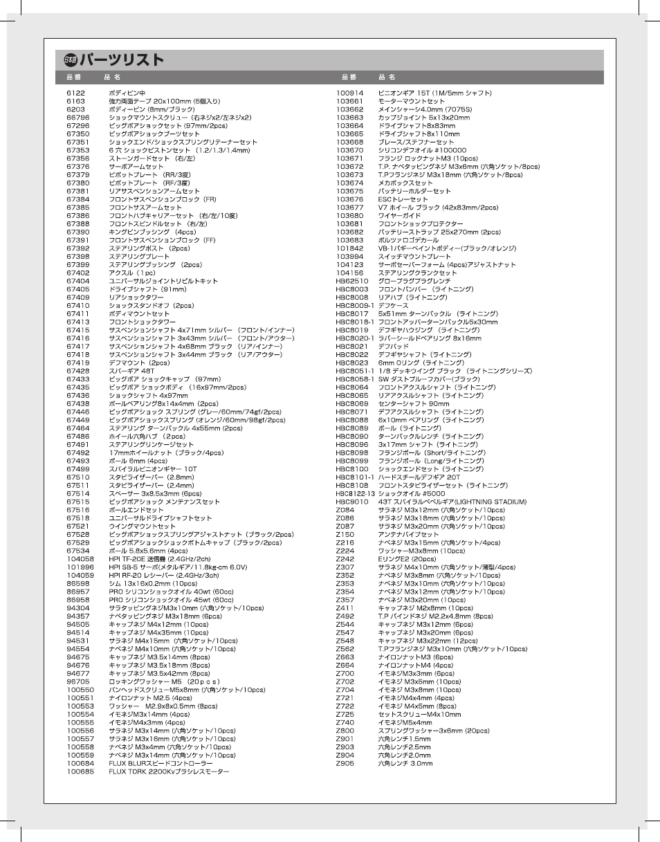 HPI Racing Vorza User Manual | Page 43 / 48