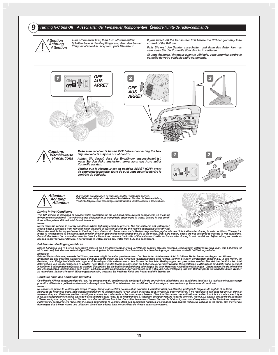 Off aus arrêt | HPI Racing Bullet Flux User Manual | Page 19 / 48