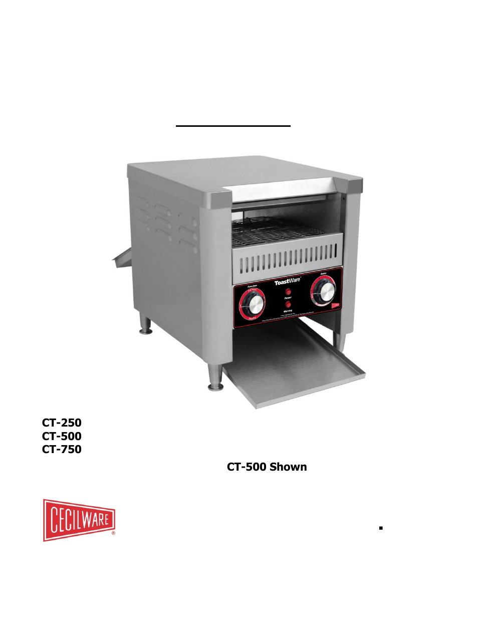 Cecilware CT-500 User Manual | 12 pages