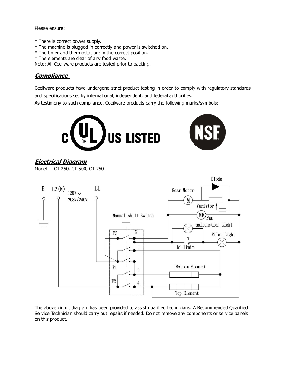 Cecilware CT-500 User Manual | Page 8 / 12