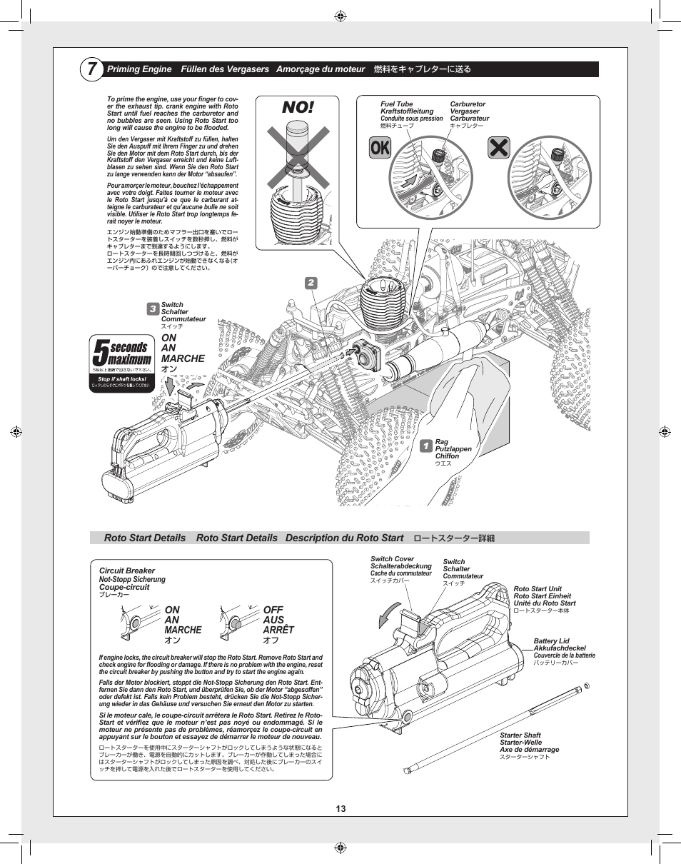 On an marche, Off aus arrêt | HPI Racing Savage XL 5.9 User Manual | Page 13 / 60