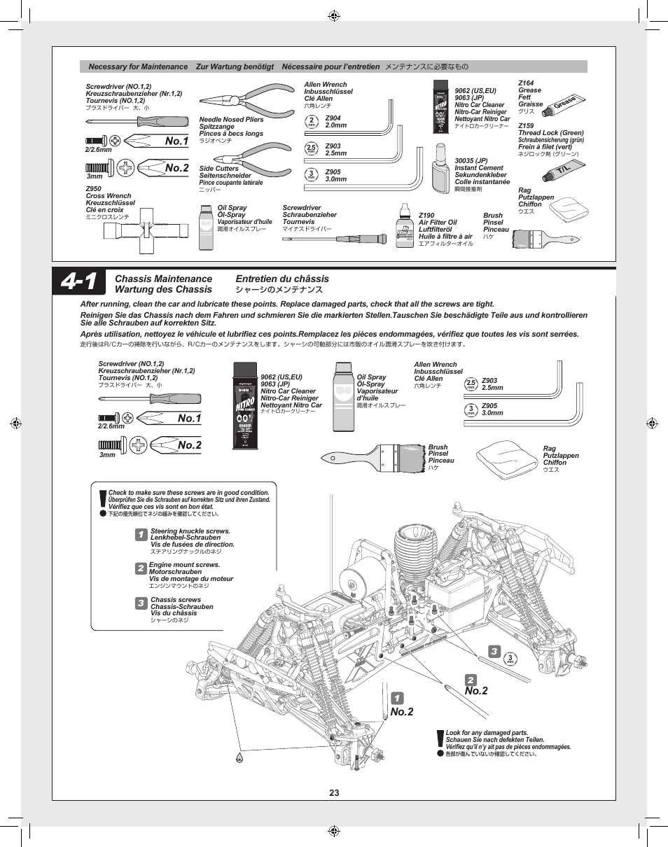 No.2, Entretien du châssis, Chassis maintenance wartung des chassis | HPI Racing Savage XL 5.9 User Manual | Page 23 / 60