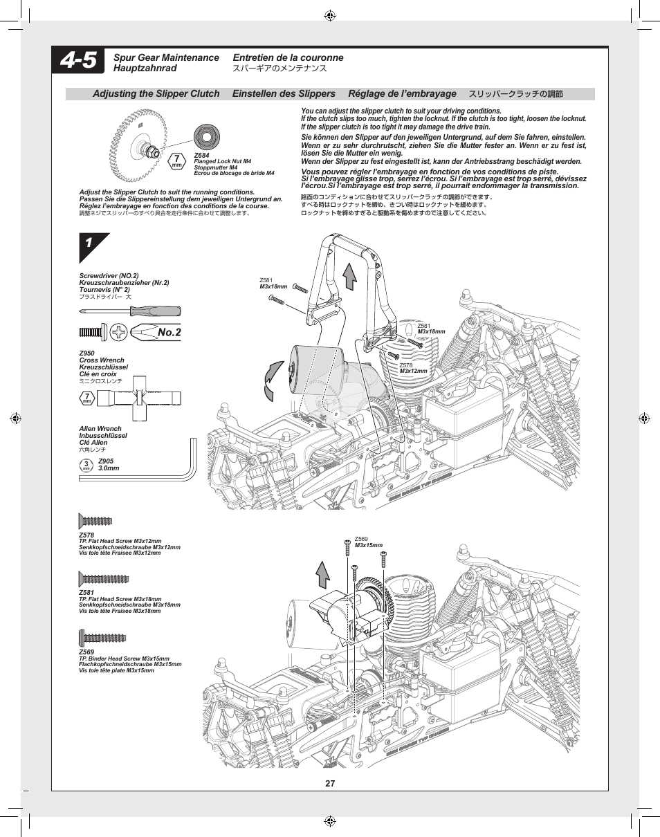 Entretien de la couronne, Spur gear maintenance hauptzahnrad | HPI Racing Savage XL 5.9 User Manual | Page 27 / 60