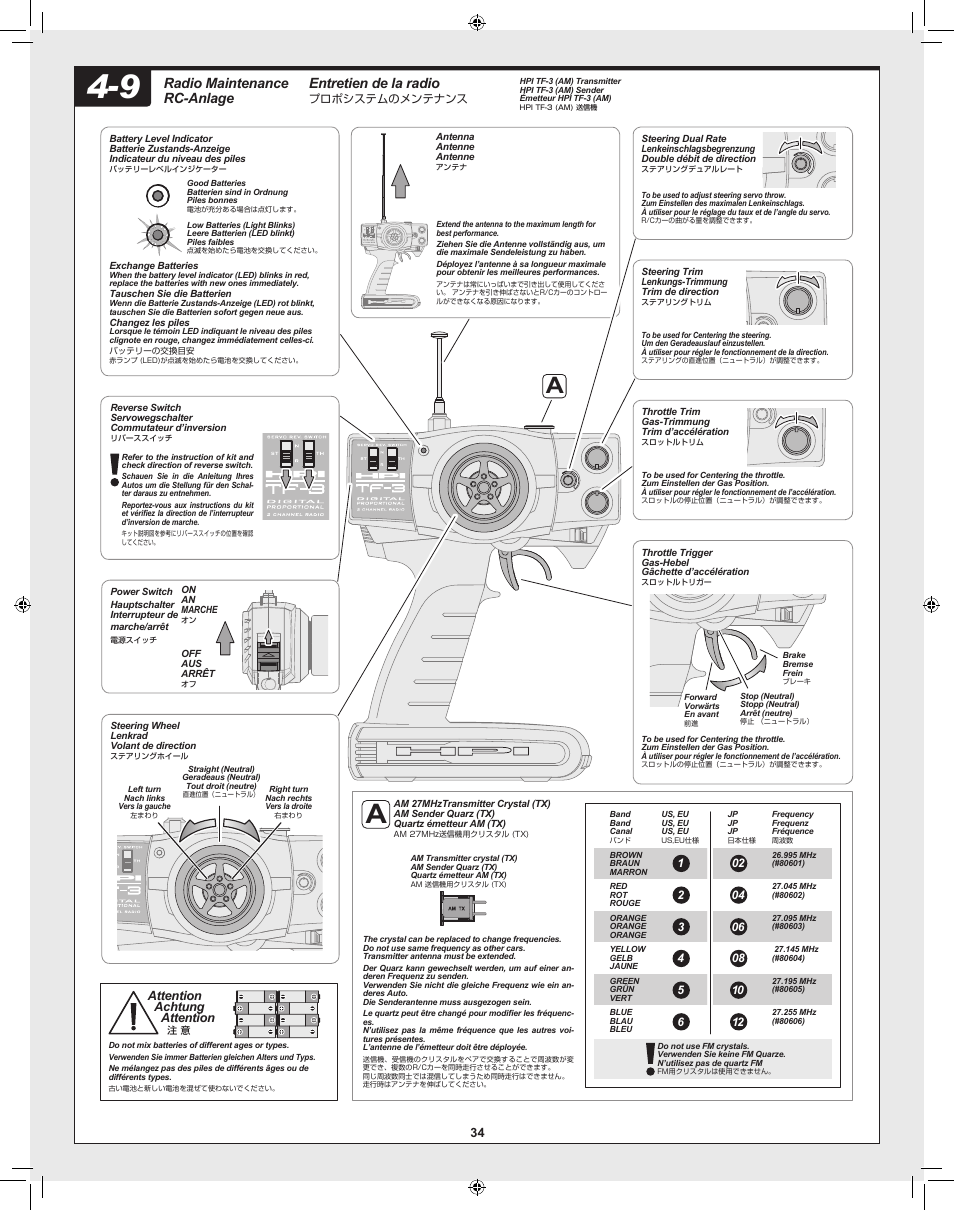Entretien de la radio, Radio maintenance rc-anlage | HPI Racing Savage XL 5.9 User Manual | Page 34 / 60