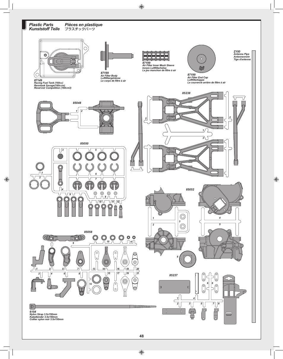 Pièces en plastique, Plastic parts kunststoff teile | HPI Racing Savage XL 5.9 User Manual | Page 48 / 60