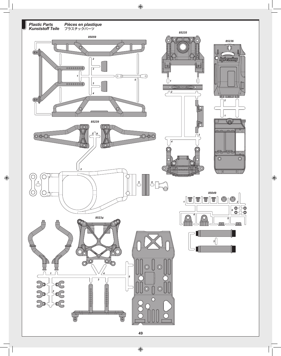 Pièces en plastique, Plastic parts kunststoff teile | HPI Racing Savage XL 5.9 User Manual | Page 49 / 60