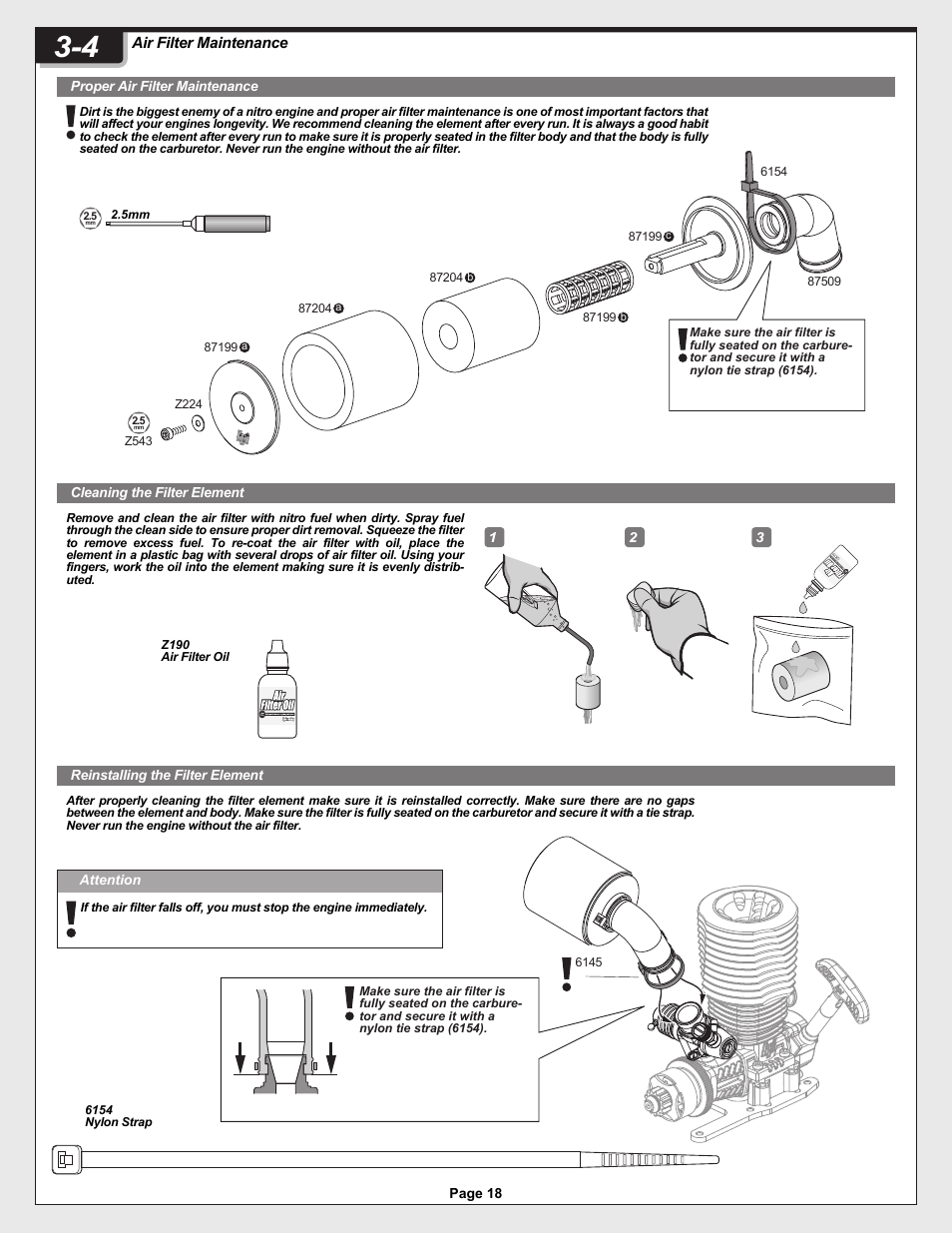 12005-1_pg18.ai, Air filter maintenance | HPI Racing Helfire RTR User Manual | Page 18 / 44