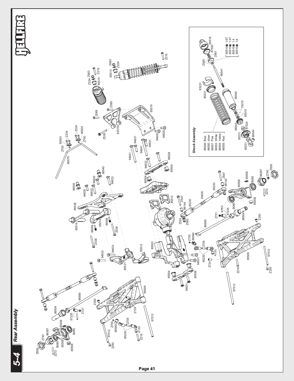 12005-1_pg41.ai, Rea r a ss em b ly, Page 41 | HPI Racing Helfire RTR User Manual | Page 41 / 44