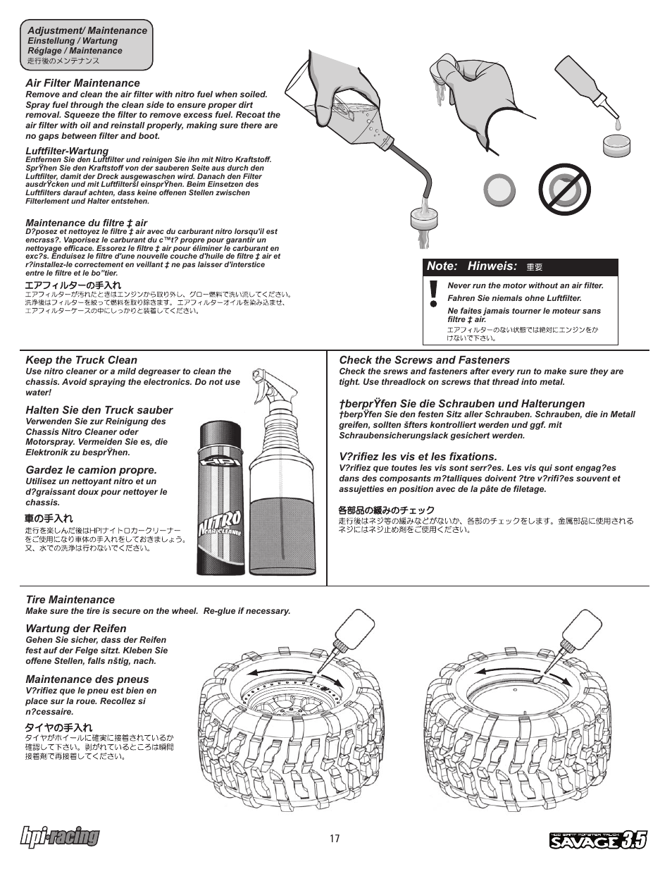 I-12881-1_p17.pdf | HPI Racing Savage 3.5 User Manual | Page 17 / 68