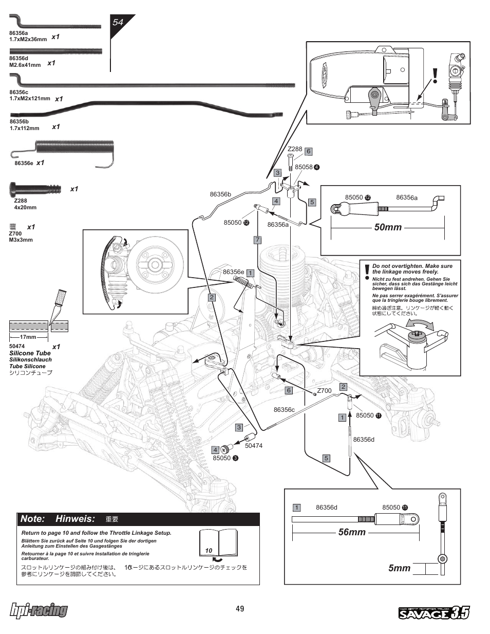 I-12881-1_p49.pdf, 50mm, 56mm 5mm | HPI Racing Savage 3.5 User Manual | Page 49 / 68