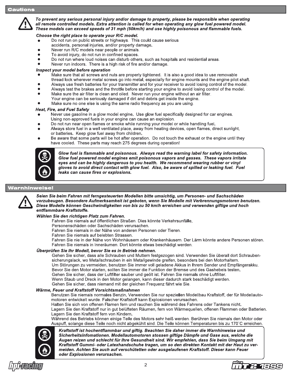 Mt2_ss_02.pdf | HPI Racing Nitro RS4 MT 2 18SS+ User Manual | Page 2 / 44