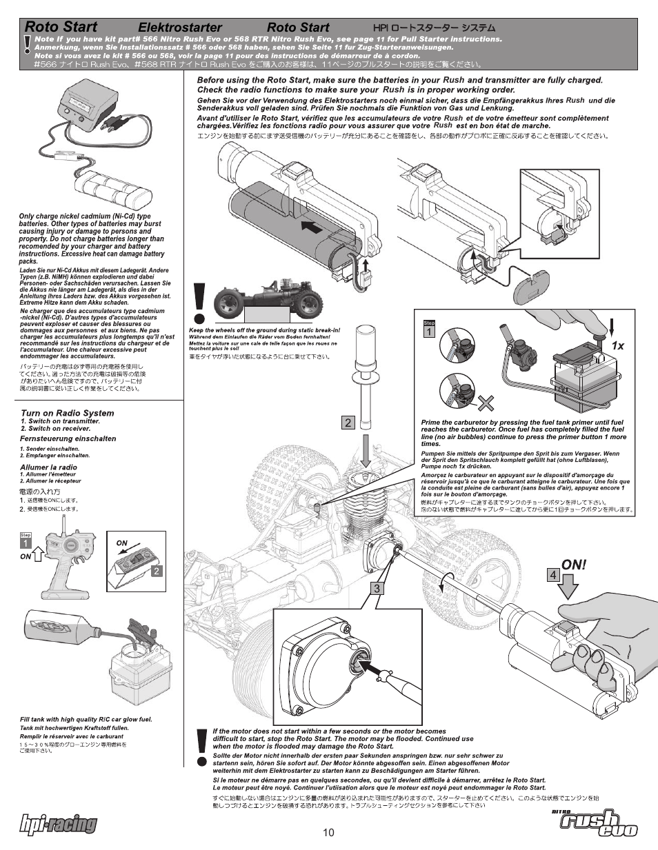 Roto start, Elektrostarter roto start | HPI Racing Rush Evo User Manual | Page 10 / 24