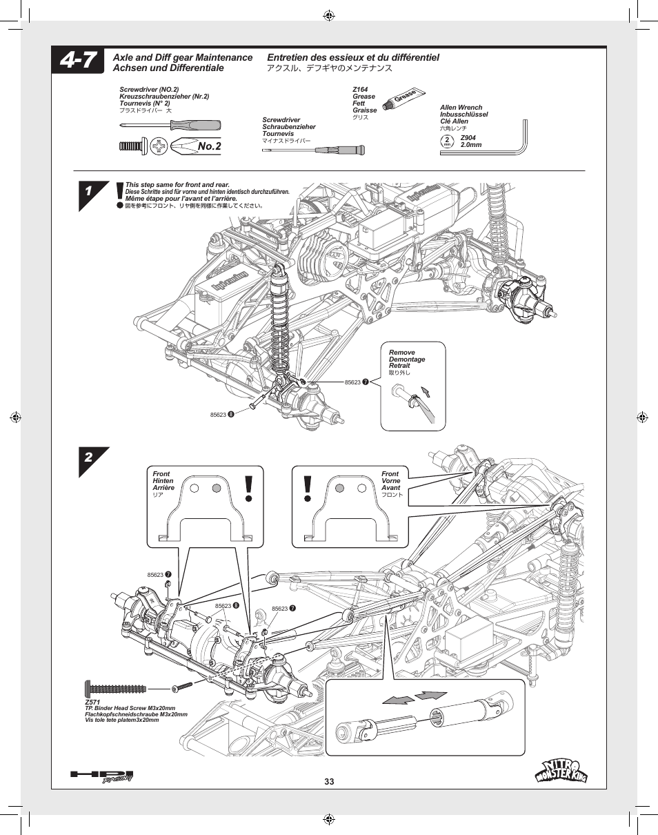 Entretien des essieux et du différentiel | HPI Racing Nitro Monster King User Manual | Page 33 / 60