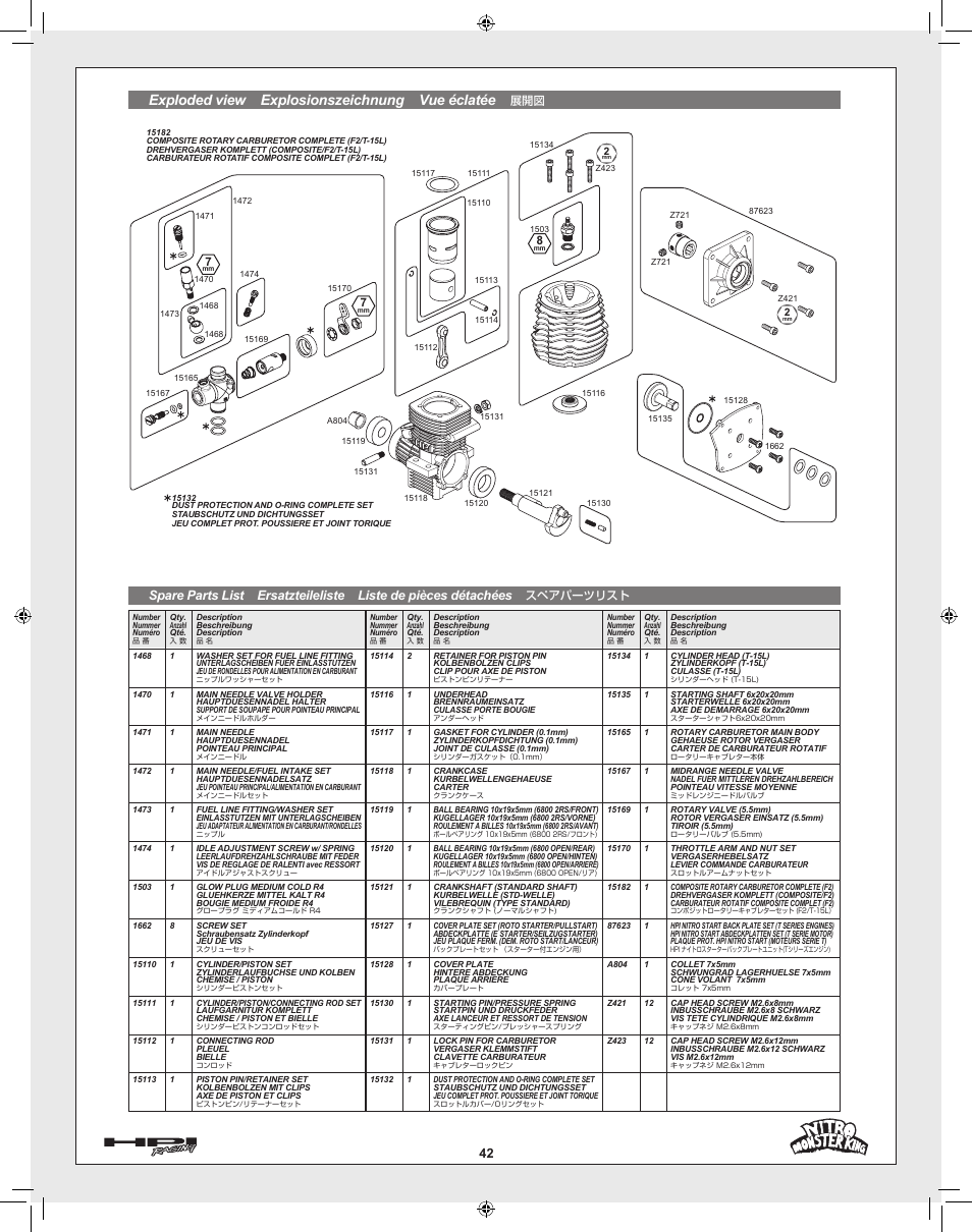 Exploded view explosionszeichnung vue éclatée | HPI Racing Nitro Monster King User Manual | Page 42 / 60