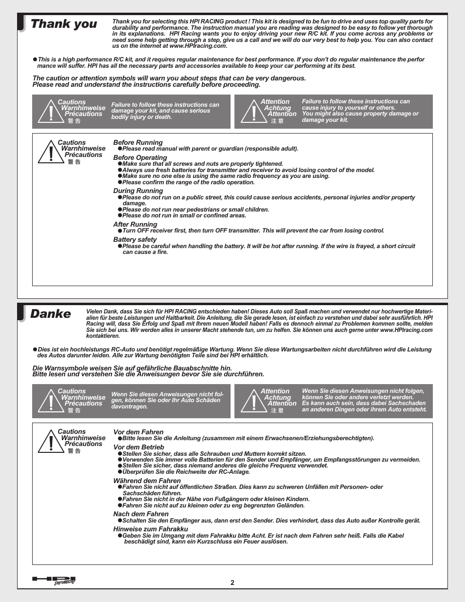 HPI Racing Cyber 10B User Manual | Page 2 / 44