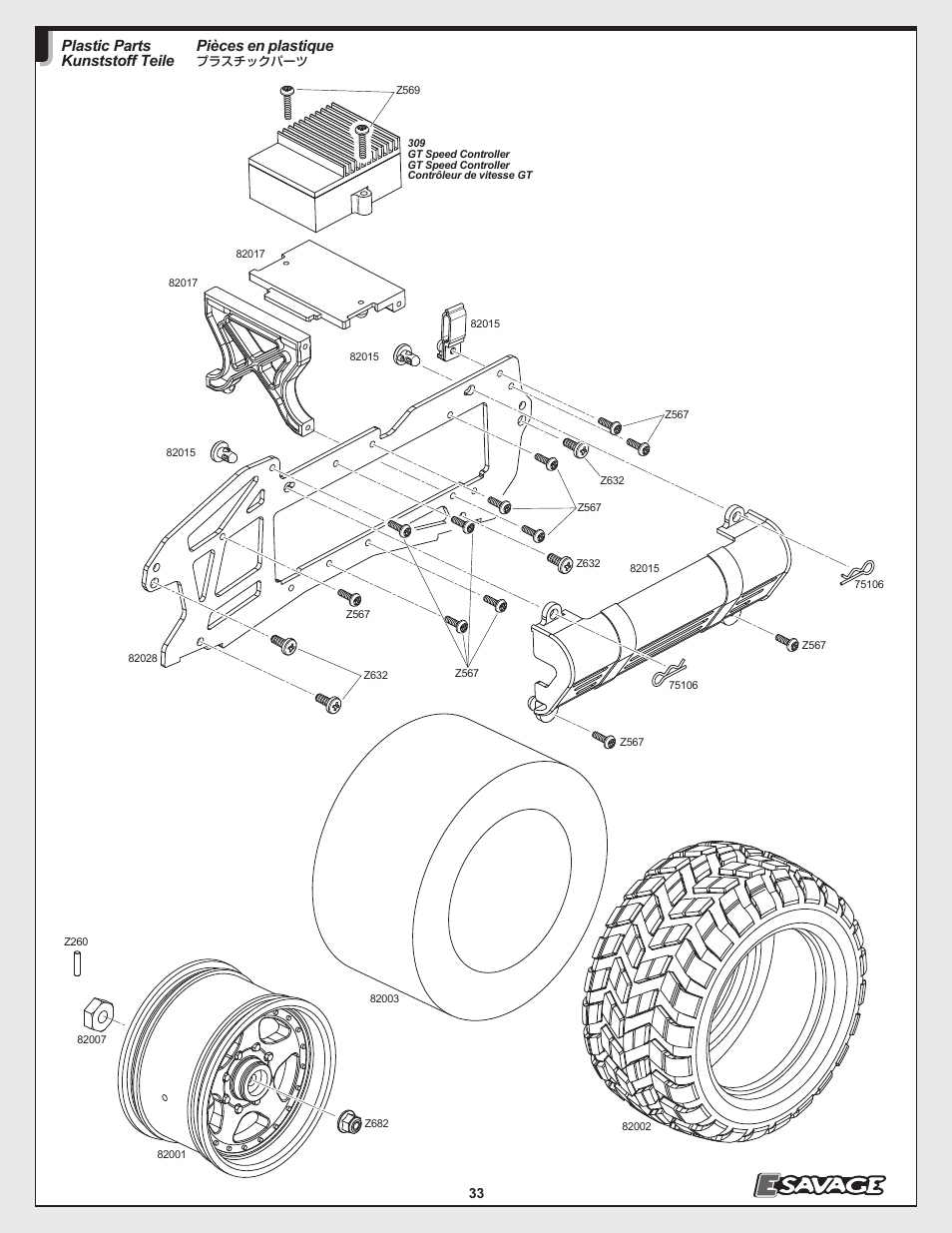 Pièces en plastique, Plastic parts kunststoff teile | HPI Racing E-Savage User Manual | Page 33 / 40