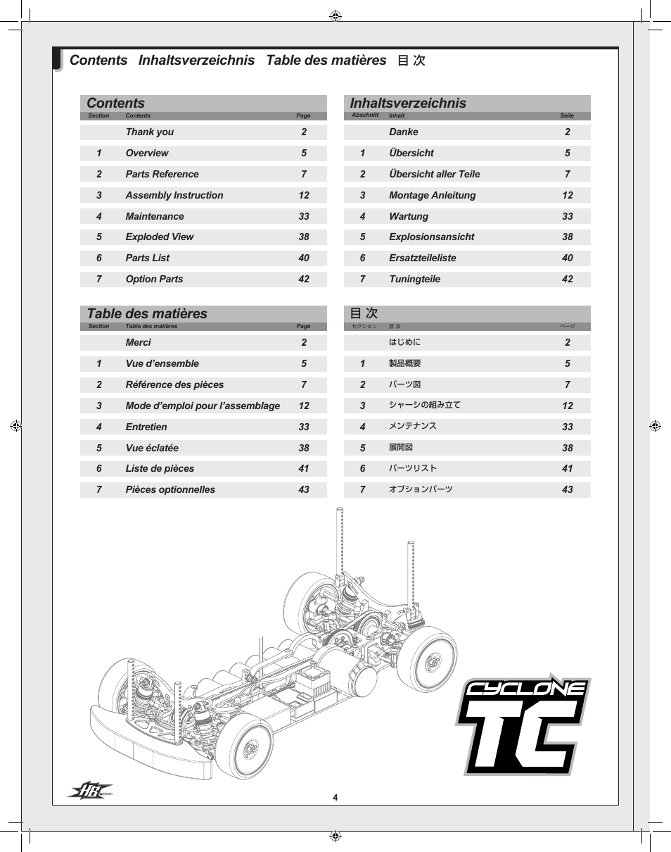 HPI Racing Cyclone TC User Manual | Page 4 / 44